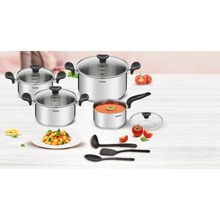 Conjunto de panelas Tefal Primary inox com tampas de vidro - Twisted Media.