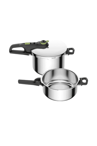  Conjunto de panelas de pressão Tefal Secure Trendy 6L e 4L inox - Twisted Media.
